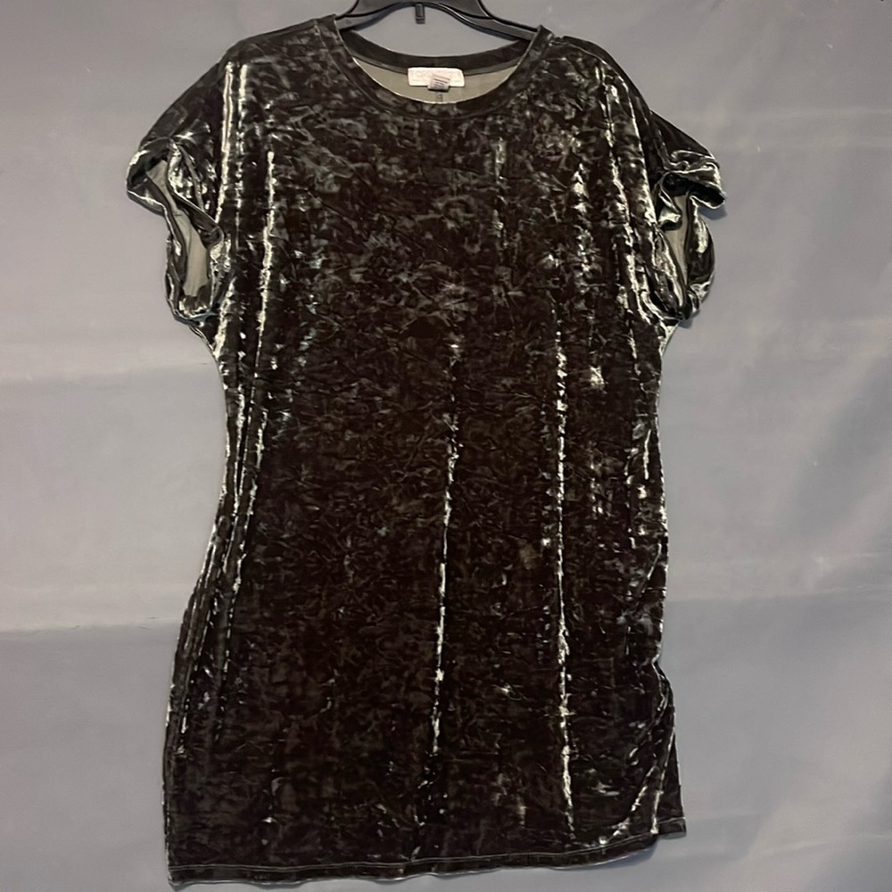 Forever 21 Plus Green Velvet T-Shirt Dress 0X Relaxed Stretch Mini Dress